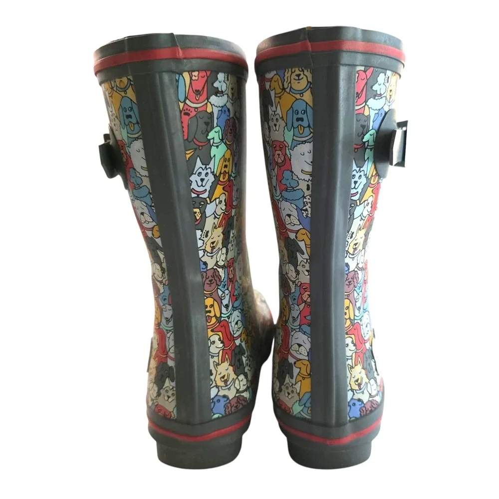Skechers BOBS for Dogs Rain Boots Multi-Color Dog Print Womens 7